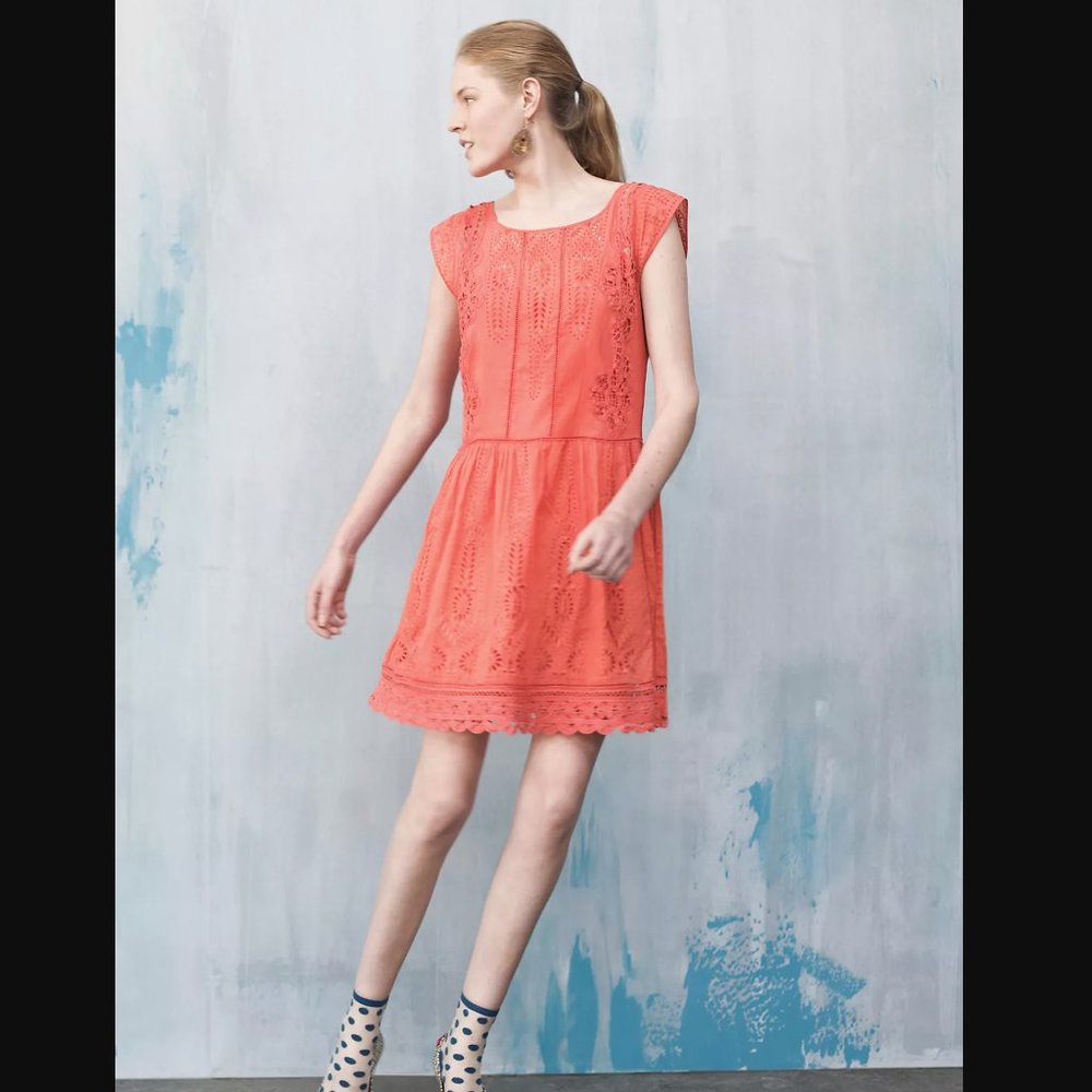 NWT Anthropologie Watermelon Ice Dress size 0 4 4p coral